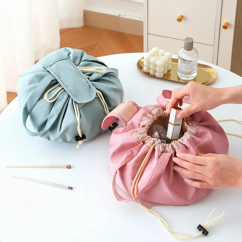 Large Capacity Drawstring Makeup Bag Portable Wear-Resistant Travel Toiletry Organizer for Travel Daily Use - Pink - 6