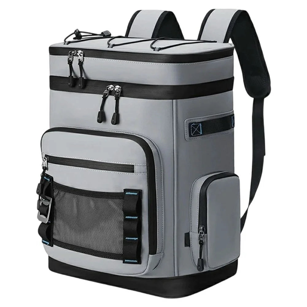 Insulated Backpack Cooler Lunch Bag Portable Food Preservation Pack for Outdoor Camping Picnic - Grey - 1