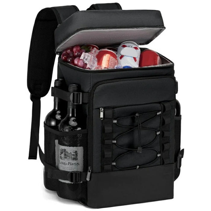 Outdoor Camping Insulated Backpack Cooler Leak-Proof Lunch Bag for Picnic / Beach / Work - Black - 1