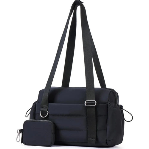Large Capacity Multi-Functional Handbag Dry Wet Separation Gym Bag with Adjustable Shoulder Strap and Detachable Coin Purse - Black - 1