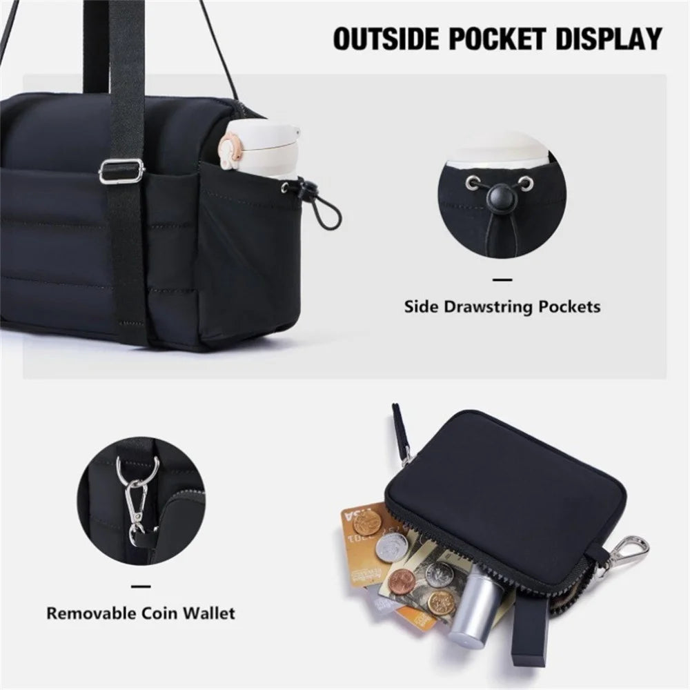 Large Capacity Multi-Functional Handbag Dry Wet Separation Gym Bag with Adjustable Shoulder Strap and Detachable Coin Purse - Black - 4