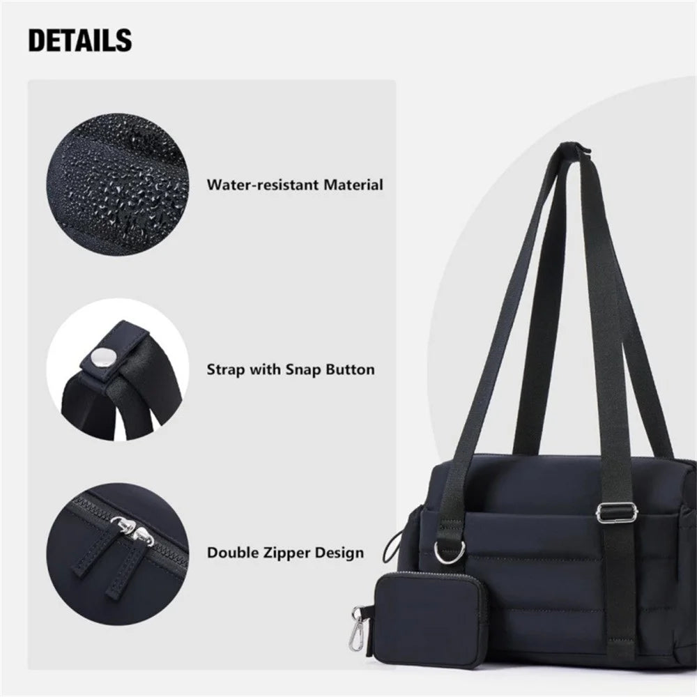 Large Capacity Multi-Functional Handbag Dry Wet Separation Gym Bag with Adjustable Shoulder Strap and Detachable Coin Purse - Black - 5