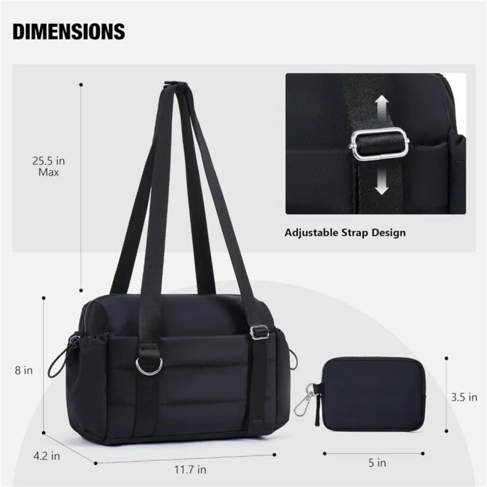 Large Capacity Multi-Functional Handbag Dry Wet Separation Gym Bag with Adjustable Shoulder Strap and Detachable Coin Purse - Black - 7