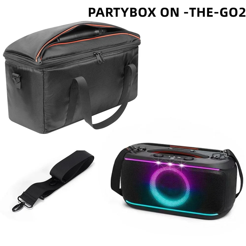 For JBL PartyBox On-The-Go 2 Speaker Carrying Case Dust-Proof Portable Storage Bag Shock Protection with Shoulder Strap - 2