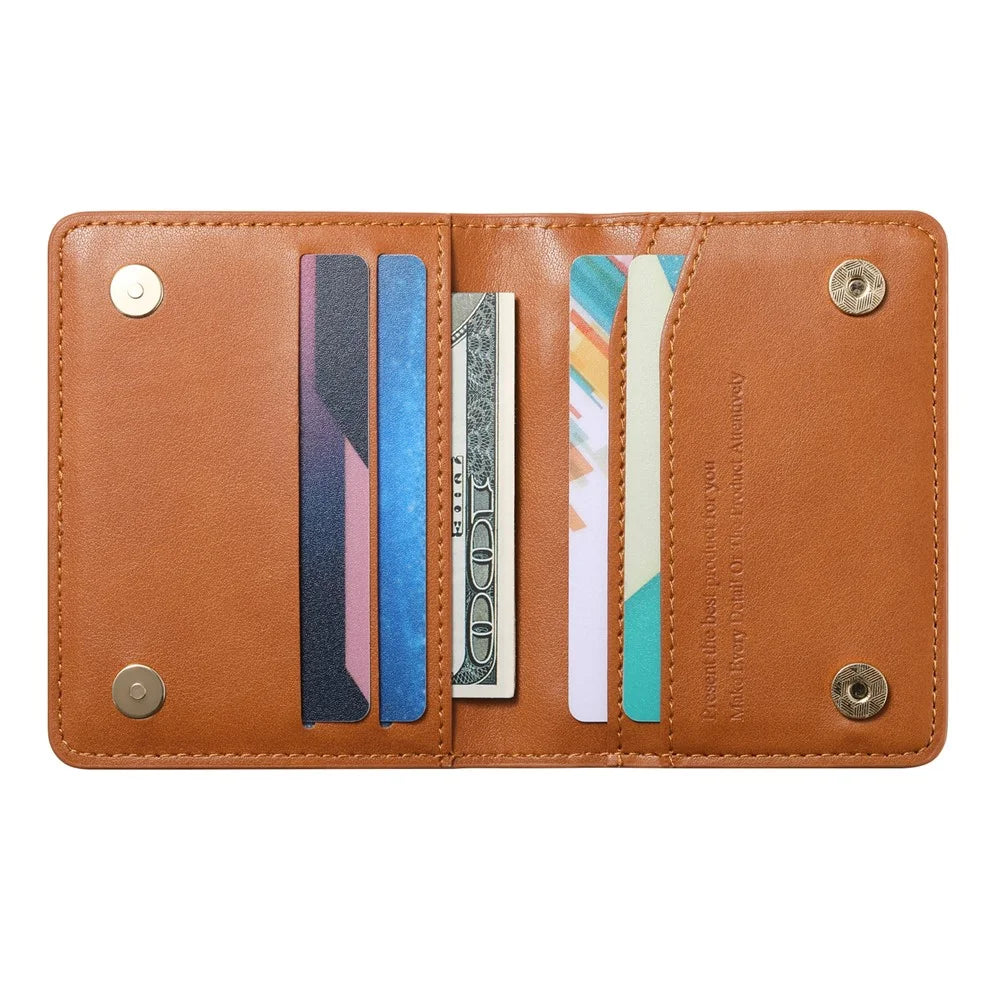 Anti Theft RFID Blocking Zippered Wallet Card Holder Compact Cash Organizer Multiple Card Slots - Brown - 4