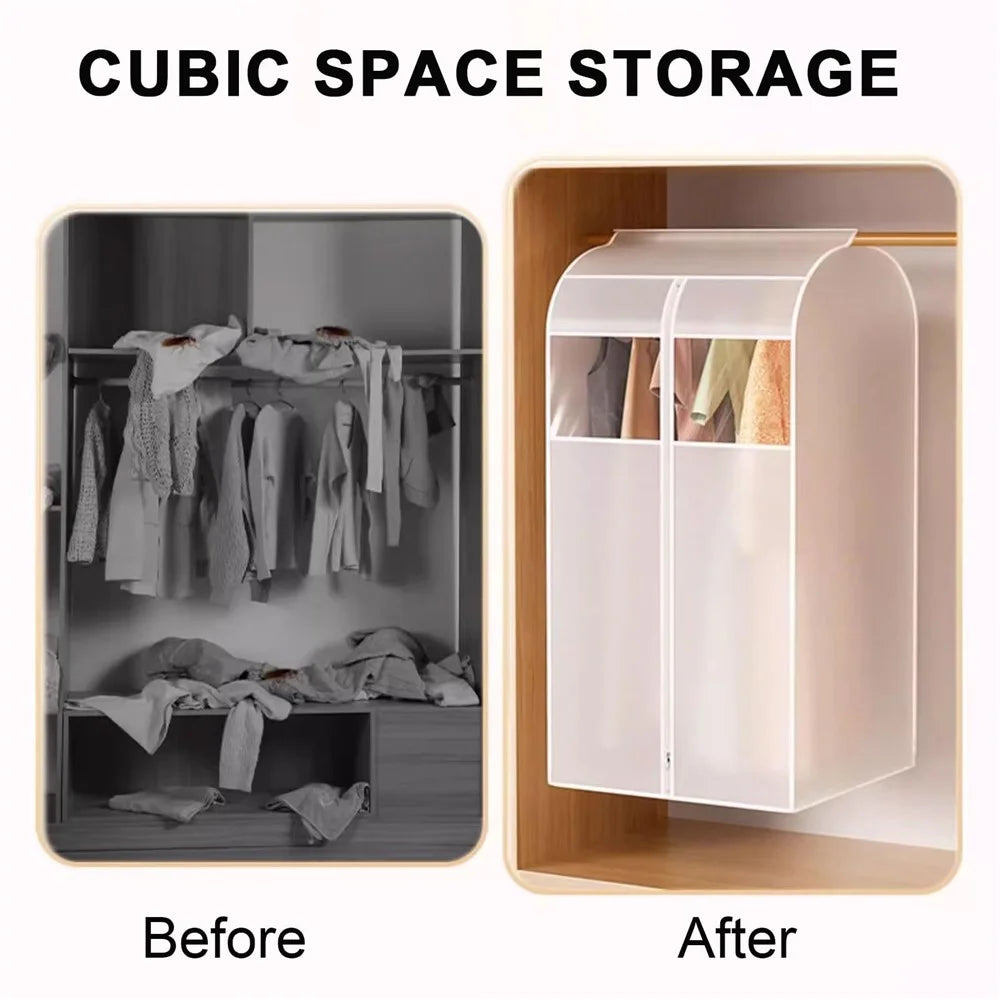 Clothes Garment Cover 30 x 60 x 120cm Hanging Dust Bag For Wardrobe Storage Clear Window - 6