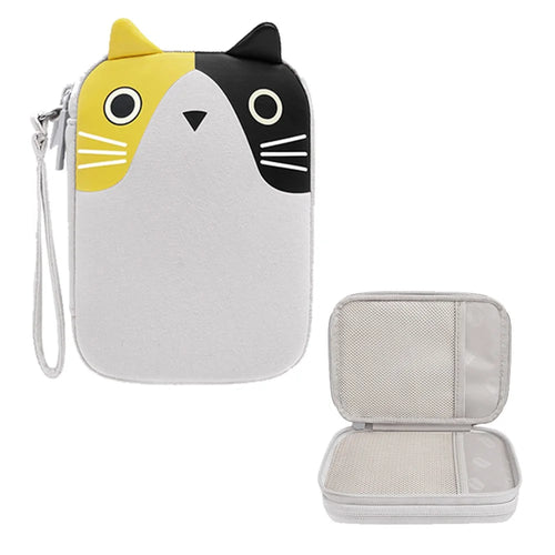BUBM BM01001005 Dual-layer Hard Drive Storage Bag Cartoon Shaped Wear-resistant Cable Organizer Pouch Travel Accessories - Cat - 1