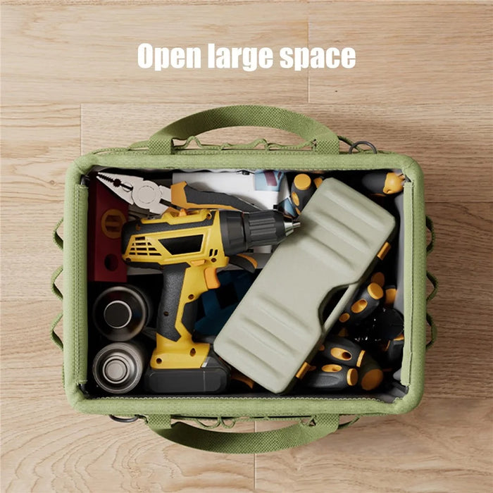 Multi-Function Foldable Storage Bag Oxford Fabric Tool Organizer with Side Pockets Reinforced Steel Frame - 5