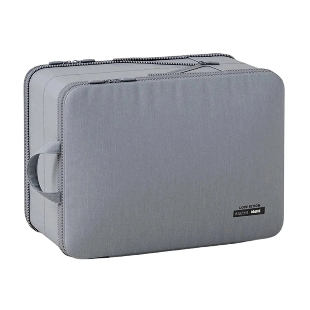 40 x 30 x 24cm Potable Storage Bag Double Layer Expandable Underwear Clothing Organizer for Travel - Grey - 1
