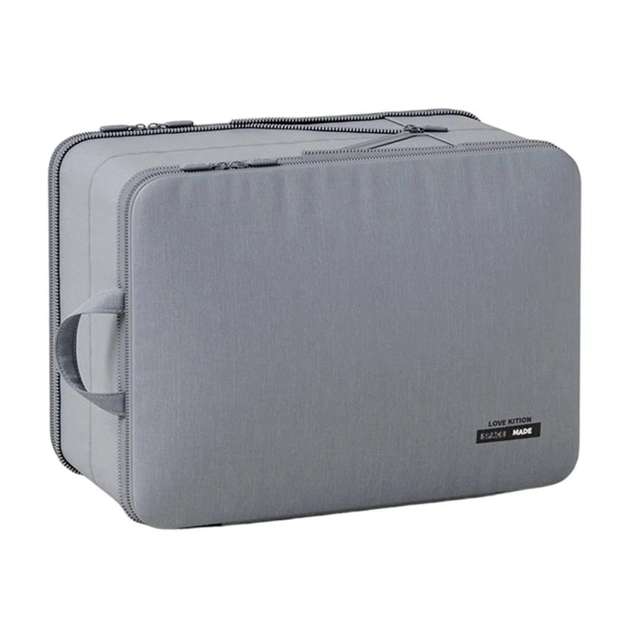 40 x 30 x 24cm Potable Storage Bag Double Layer Expandable Underwear Clothing Organizer for Travel - Grey - 1