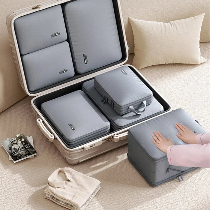 40 x 30 x 24cm Potable Storage Bag Double Layer Expandable Underwear Clothing Organizer for Travel - Grey - 2