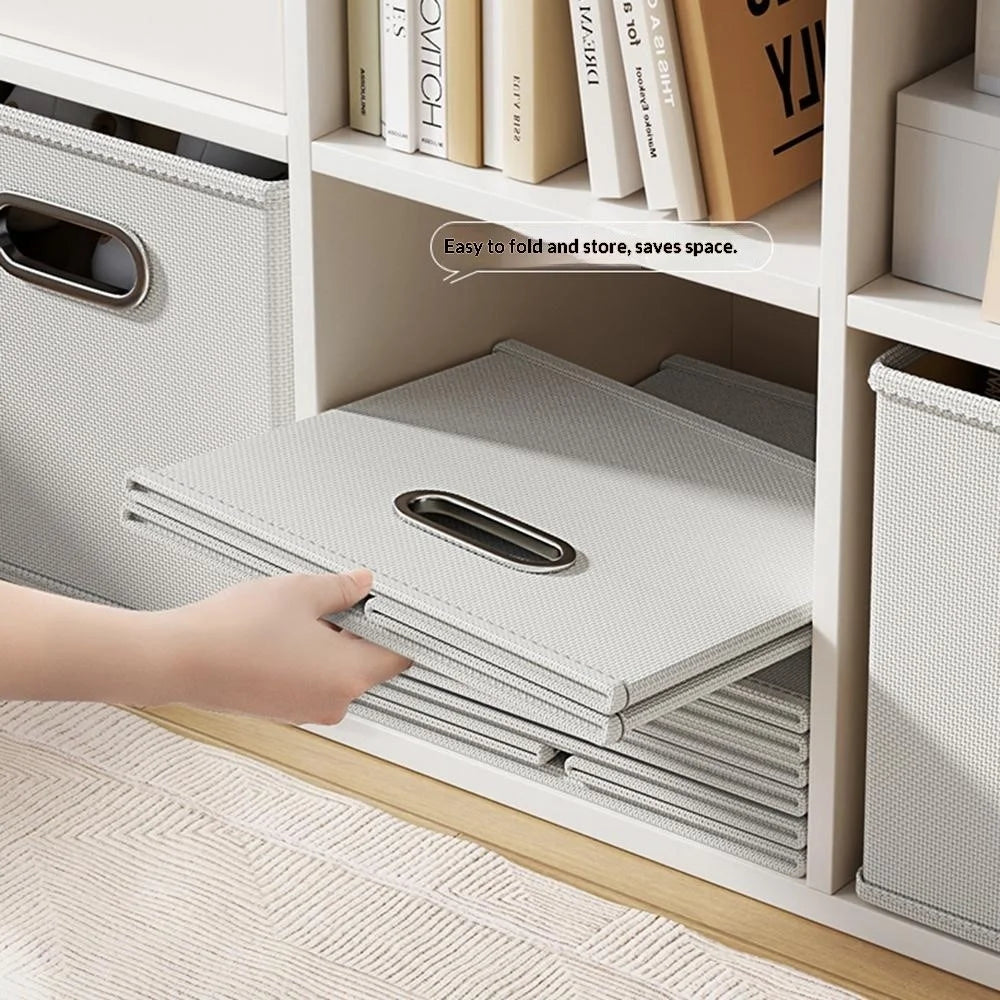 Oxford Cloth Foldable Storage Box Drawer Style Large Capacity Organizer for Clothes Books Toys, 28 x 28 x 28cm - Grey - 2