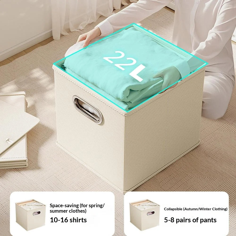 Oxford Cloth Foldable Storage Box Drawer Style Large Capacity Organizer for Clothes Books Toys, 28 x 28 x 28cm - Grey - 4