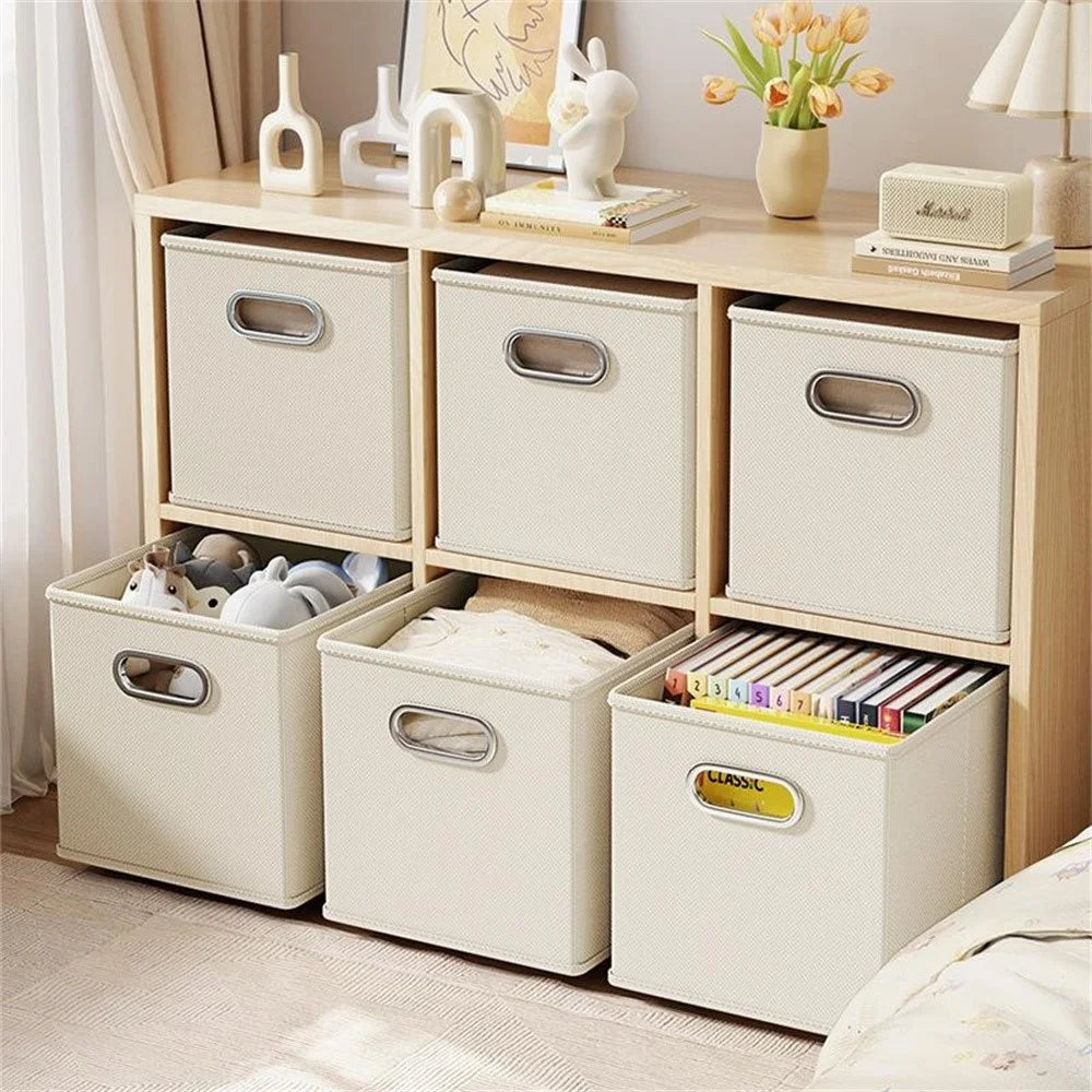 Oxford Cloth Foldable Storage Box Drawer Style Large Capacity Organizer for Clothes Books Toys, 28 x 28 x 28cm - Grey - 6