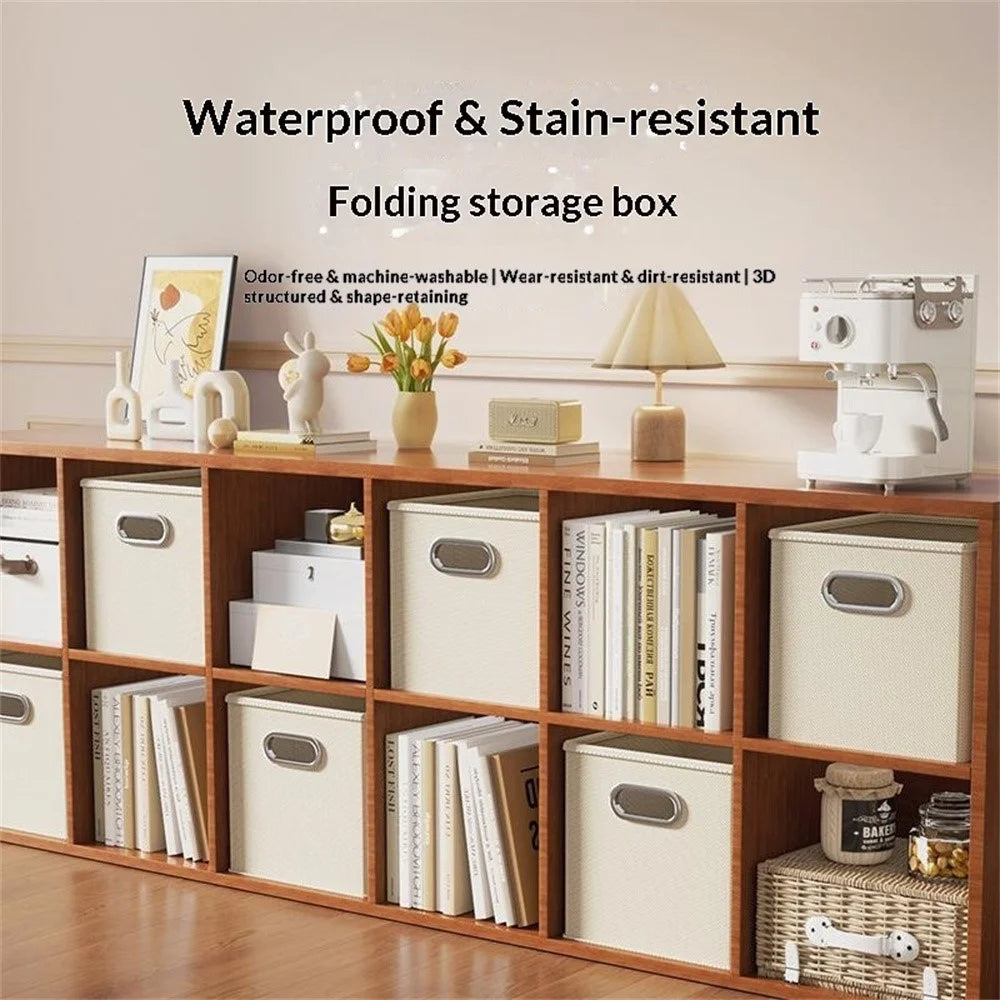 Oxford Cloth Foldable Storage Box Drawer Style Large Capacity Organizer for Clothes Books Toys, 28 x 28 x 28cm - Grey - 7