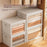 Size XL Cotton Linen Storage Box with Lid Foldable Clothes Organizer, 60 x 42 x 40cm - Light Yellow - 7