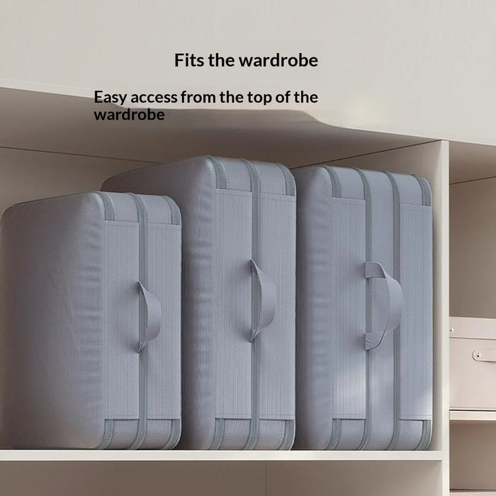 Size M 3-Layer Compression Storage Bag Imitation Memory Fabric Travel Packing Cubes Expandable Luggage Organizer - Grey - 6