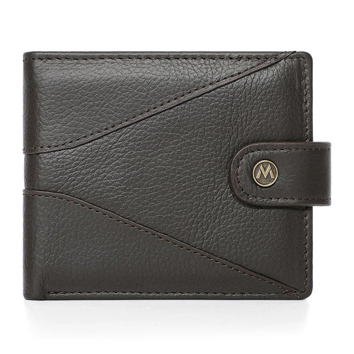 Men's RFID Blocking Wallet Large Capacity Multi Card Holder Genuine Cow Leather Bifold Slim Wallet - Coffee - 1