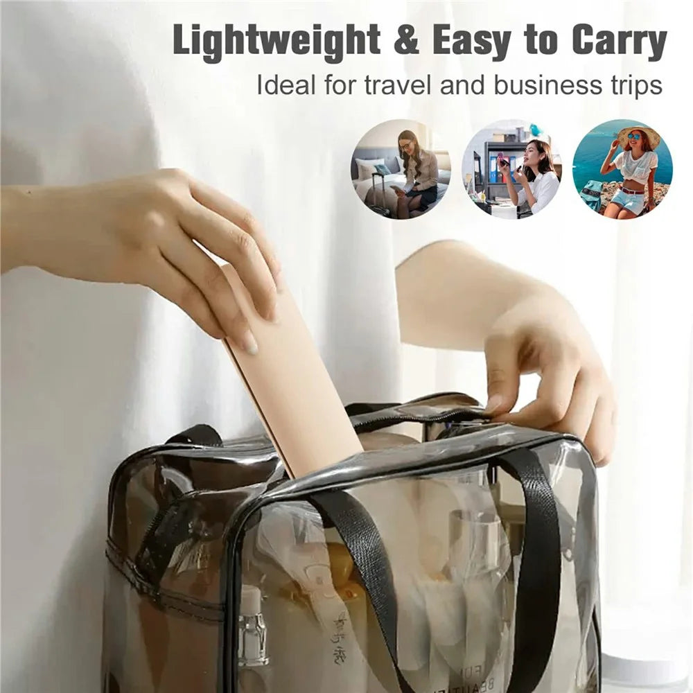 Magnetic Silicone Makeup Brush Holder Travel Organizer Portable Cosmetic Storage Case - Khaki - 3