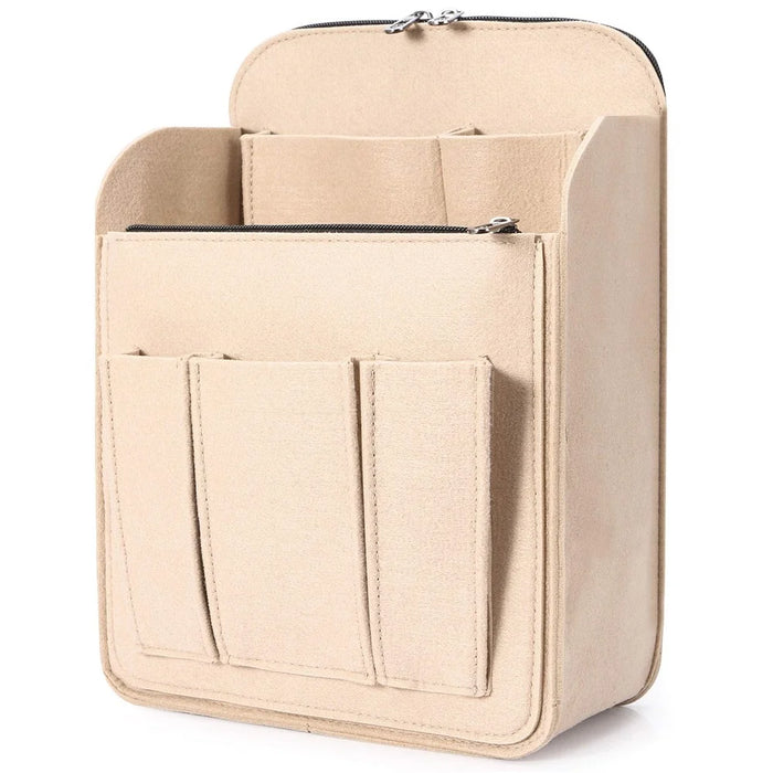 28 x 13.5 x 35.5cm Size L Multi Compartment Felt Backpack Organizer Insert Vertical Bag Organizer - Beige - 1