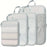 4 PCS Nylon Packing Cubes Travel Compression Organizer Bags Large Capacity Luggage Storage Set - Light Grey - 1