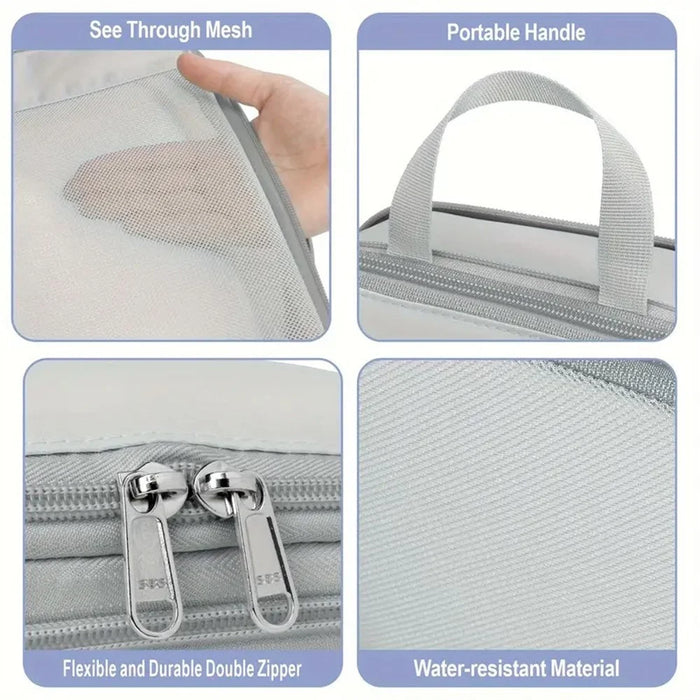 4 PCS Nylon Packing Cubes Travel Compression Organizer Bags Large Capacity Luggage Storage Set - Light Grey - 3