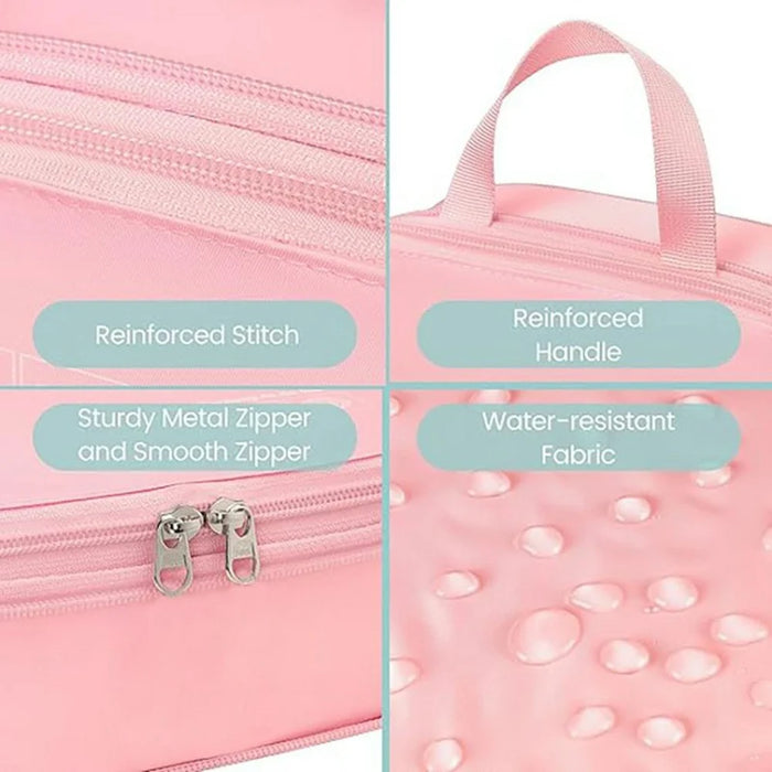 6 PCS Set Travel Packing Cubes Compression Organizer Waterproof Nylon Storage Bags with Handle - Pink - 4