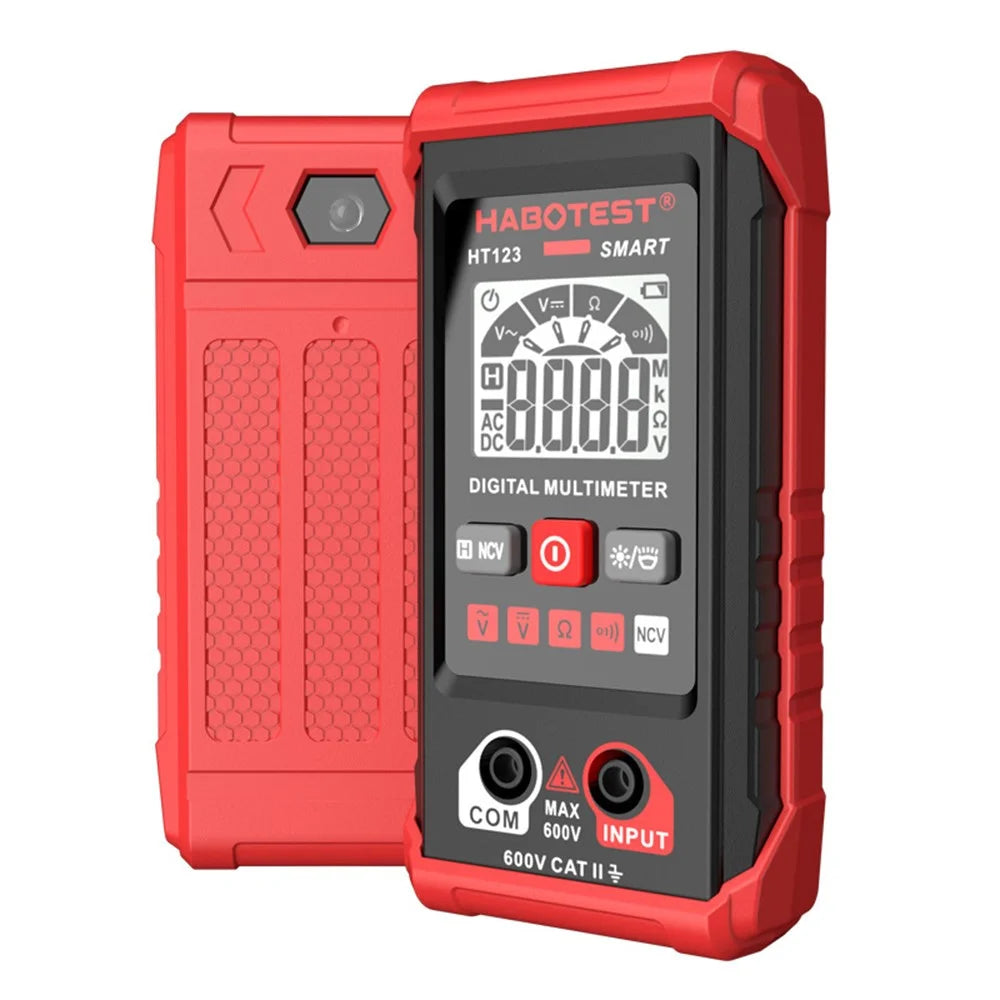 HABOTEST HT123 Smart Digital Multimeter High Precision Mini AC DC Voltage Current Resistance Tester (without Battery) - Red - 1