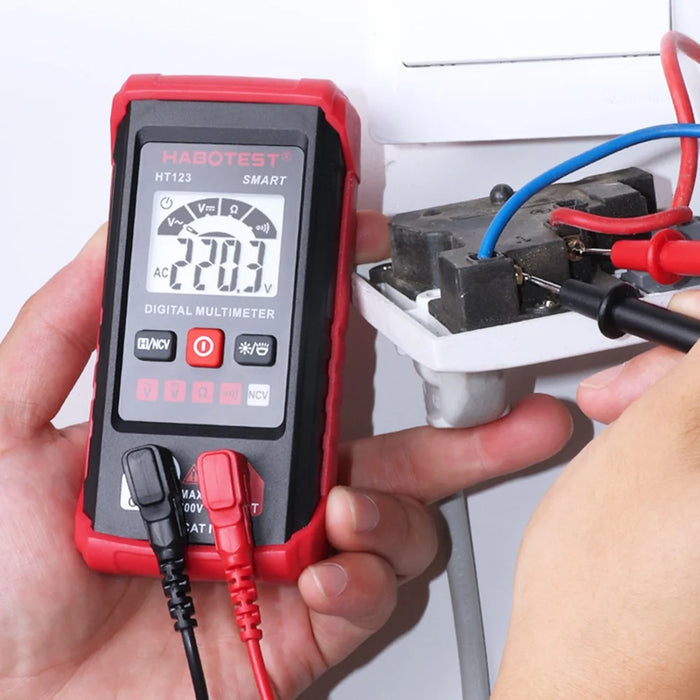 HABOTEST HT123 Smart Digital Multimeter High Precision Mini AC DC Voltage Current Resistance Tester (without Battery) - Red - 4