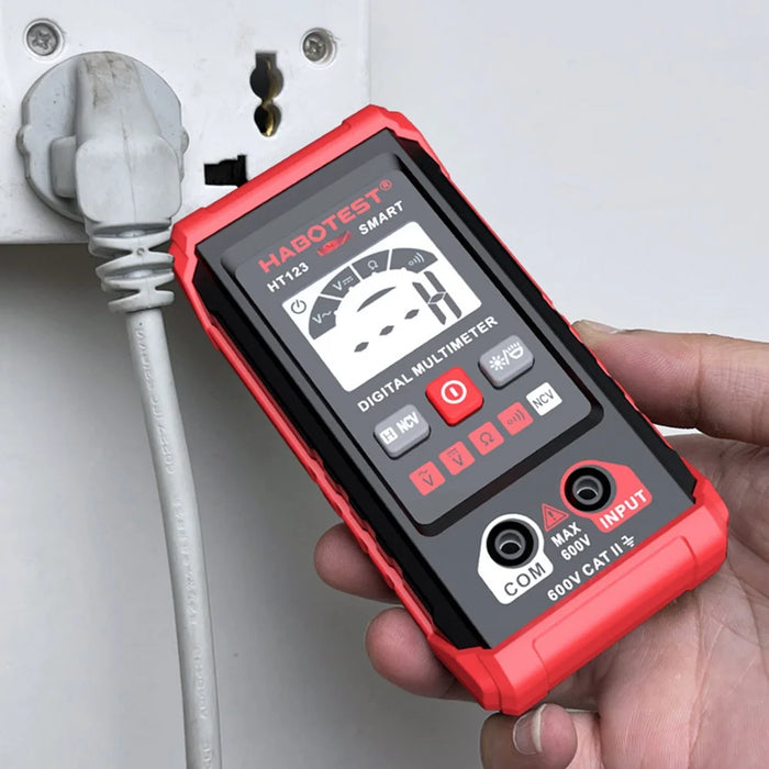 HABOTEST HT123 Smart Digital Multimeter High Precision Mini AC DC Voltage Current Resistance Tester (without Battery) - Red - 5