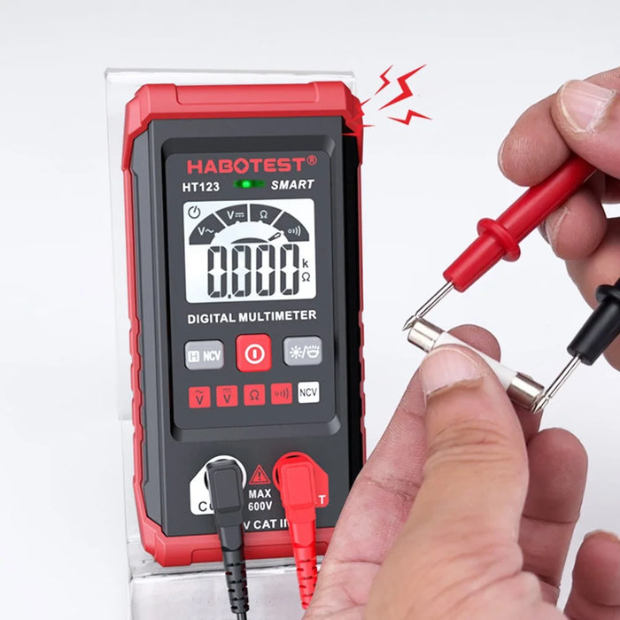 HABOTEST HT123 Smart Digital Multimeter High Precision Mini AC DC Voltage Current Resistance Tester (without Battery) - Red - 6
