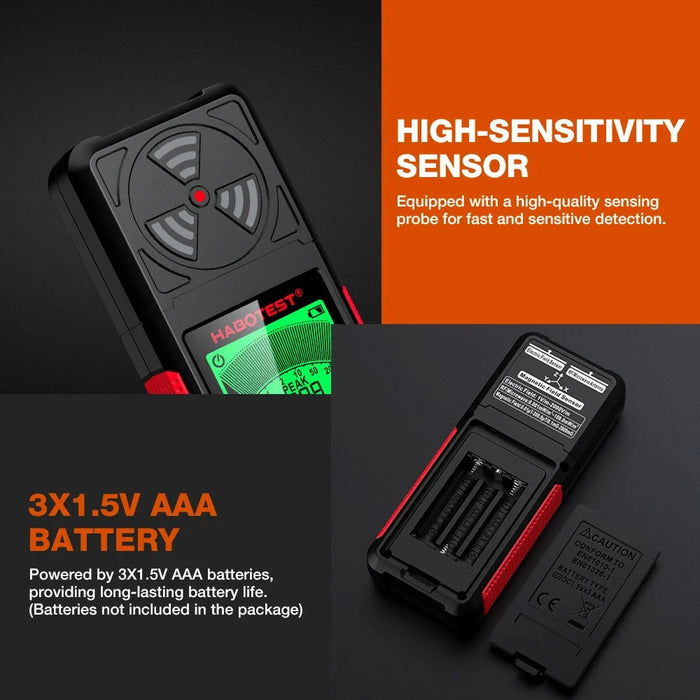 HABOTEST HT627 LCD Display EMF Detector 3-Axis Magnetic Electric RF Field Radiation Meter (without Battery) - Black - 2