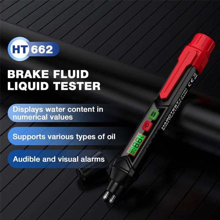 HABOTEST HT662 Brake Fluid Tester Audio Visual Dual Alarm LCD Display Digital Tester Pen (without Battery) - Black / Red - 3