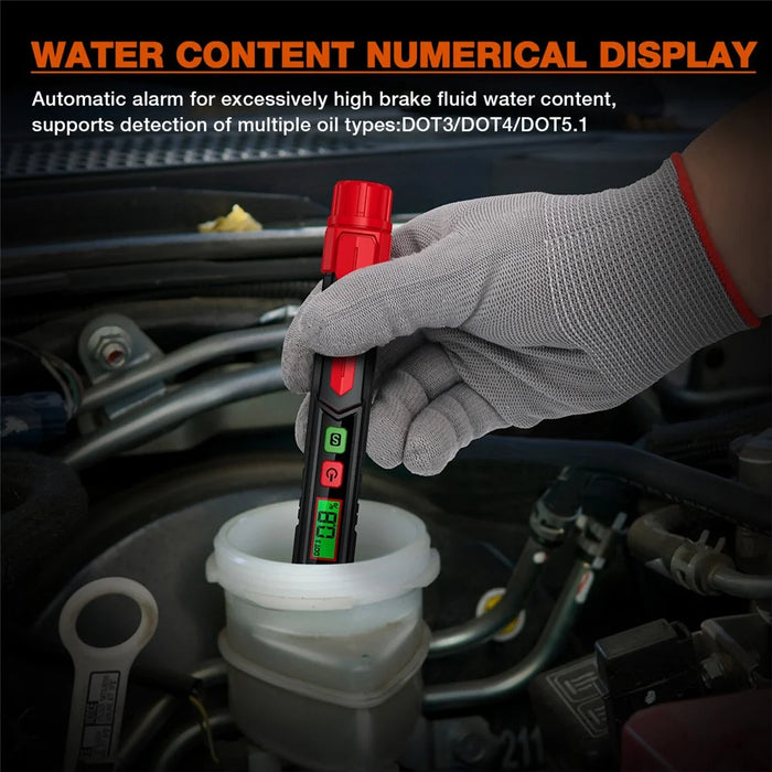 HABOTEST HT662 Brake Fluid Tester Audio Visual Dual Alarm LCD Display Digital Tester Pen (without Battery) - Black / Red - 6