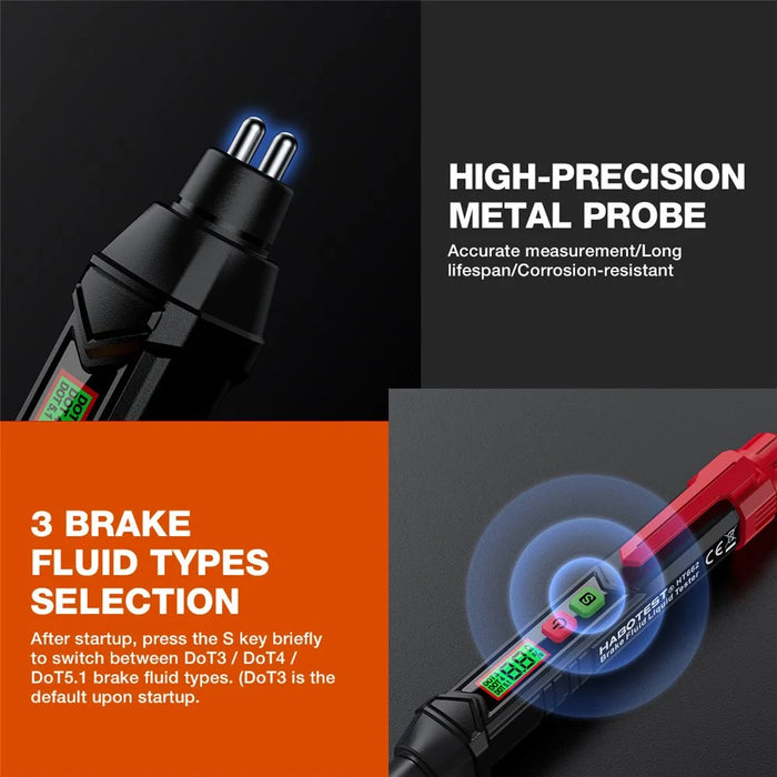 HABOTEST HT662 Brake Fluid Tester Audio Visual Dual Alarm LCD Display Digital Tester Pen (without Battery) - Black / Red - 7