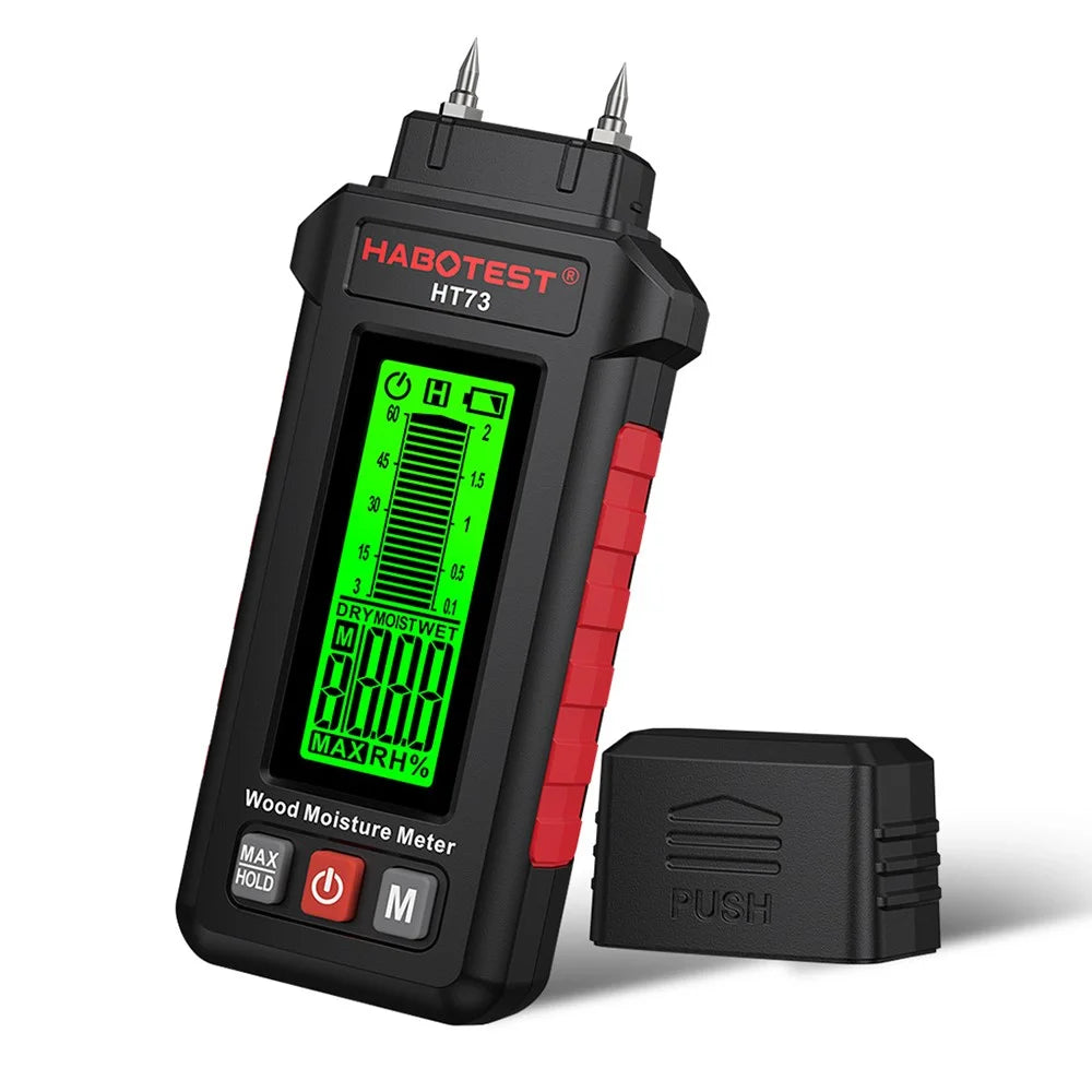 HABOTEST HT73 Wood Moisture Meter Digital Humidity Detector for Wood Paper Board (without Battery) - Black - 1