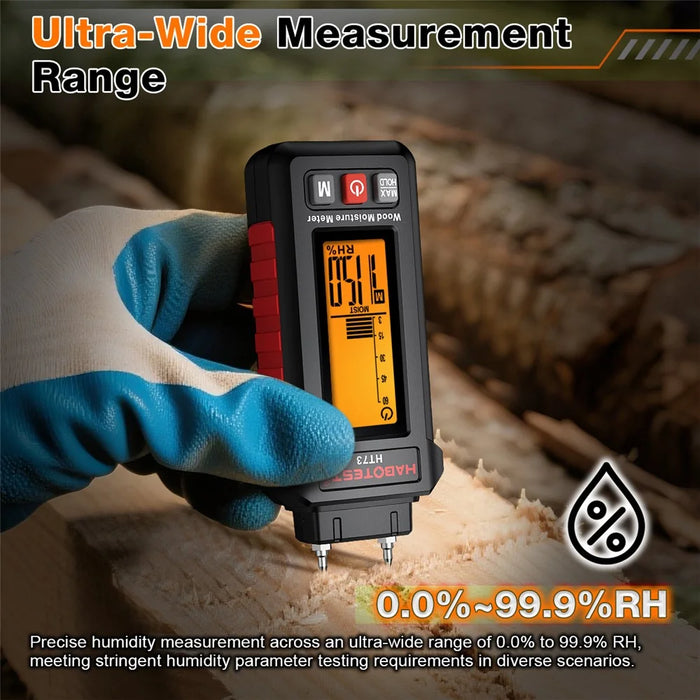 HABOTEST HT73 Wood Moisture Meter Digital Humidity Detector for Wood Paper Board (without Battery) - Black - 4