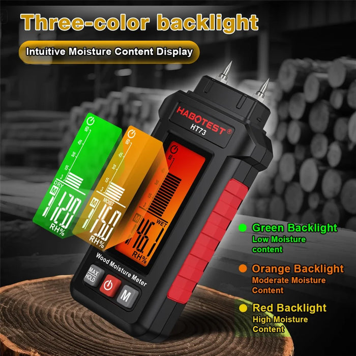 HABOTEST HT73 Wood Moisture Meter Digital Humidity Detector for Wood Paper Board (without Battery) - Black - 6