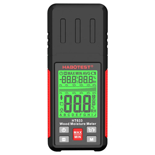HABOTEST HT633 Probe Type Wood Moisture Meter 7 Materials Detection Temperature Humidity Tester (without Battery) - Black - 1