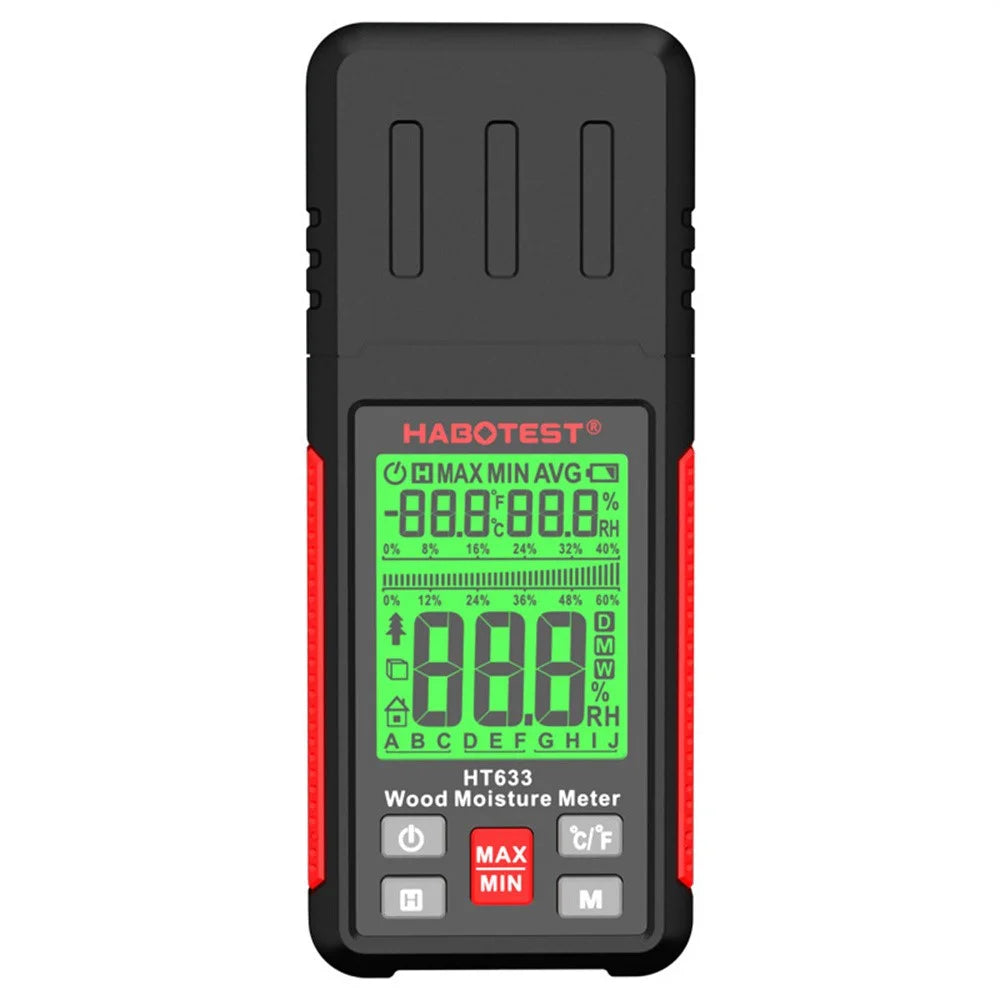 HABOTEST HT633 Probe Type Wood Moisture Meter 7 Materials Detection Temperature Humidity Tester (without Battery) - Black - 1