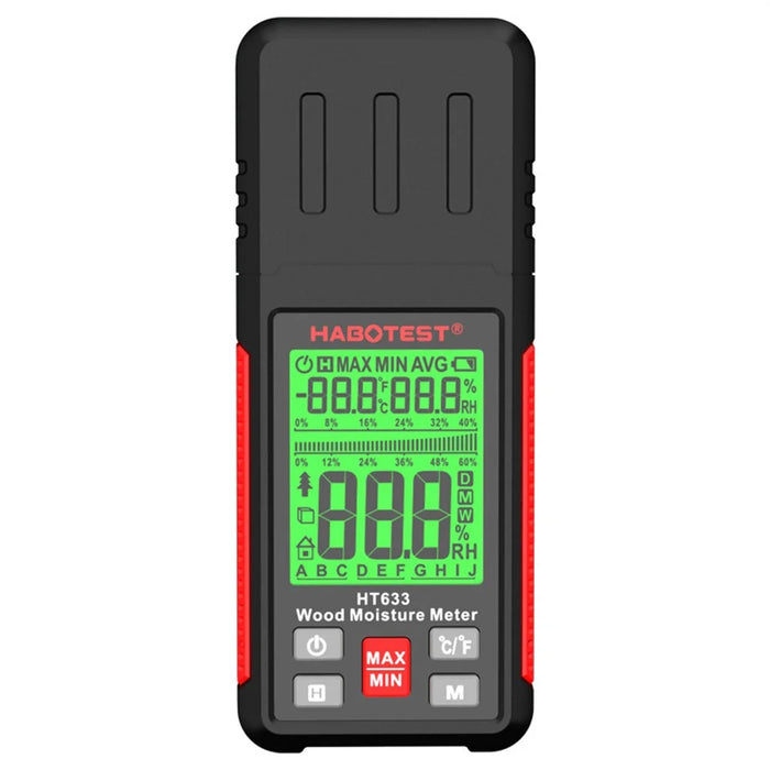HABOTEST HT633 Probe Type Wood Moisture Meter 7 Materials Detection Temperature Humidity Tester (without Battery) - Black - 1