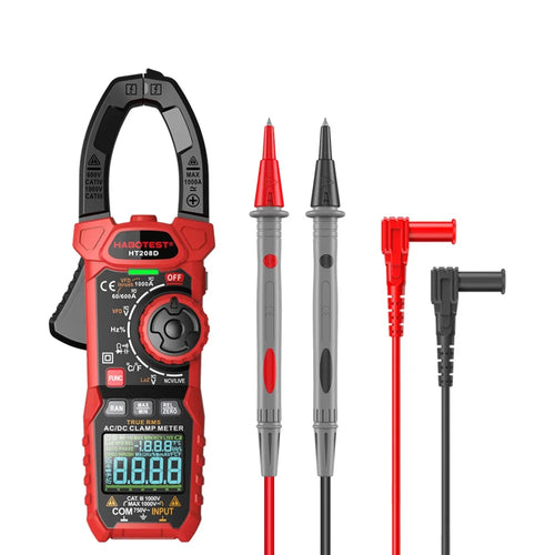 HABOTEST HT208D 1000A AC / DC Digital Clamp Meter True RMS Pliers Multimeter (without Battery) - Black / Red - 1
