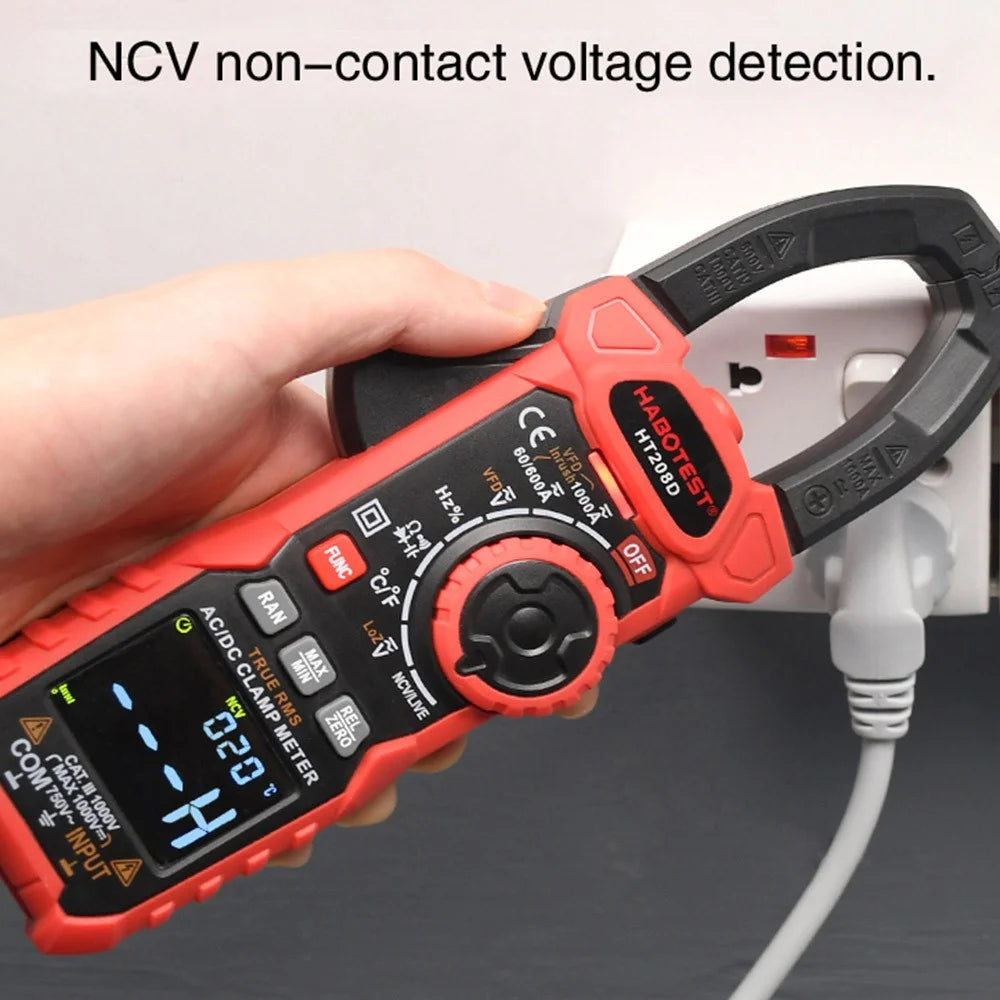 HABOTEST HT208D 1000A AC / DC Digital Clamp Meter True RMS Pliers Multimeter (without Battery) - Black / Red - 4