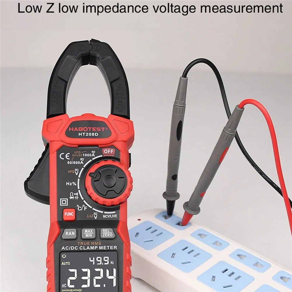 HABOTEST HT208D 1000A AC / DC Digital Clamp Meter True RMS Pliers Multimeter (without Battery) - Black / Red - 6