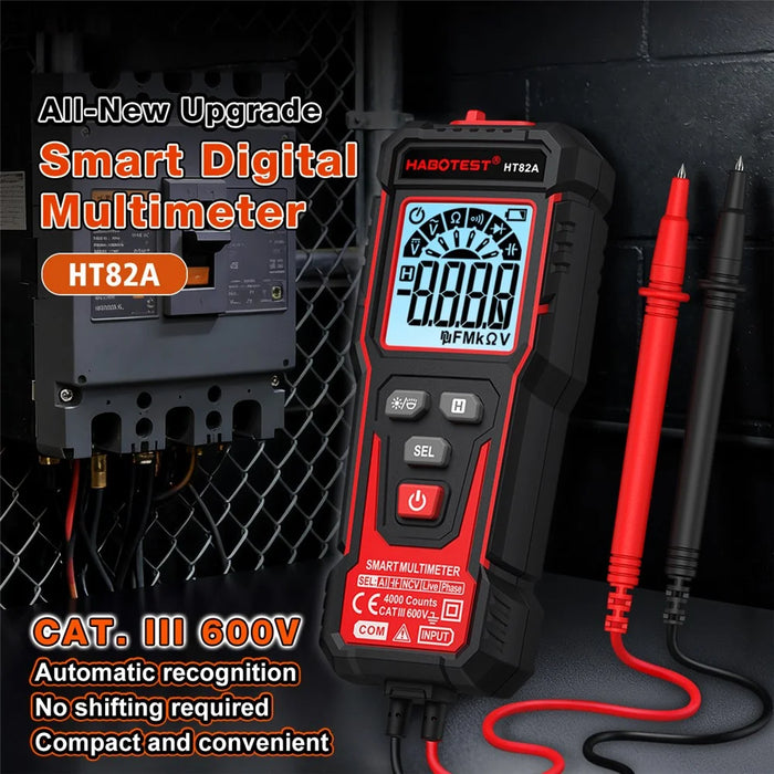 HABOTEST HT82A Smart Digital Multimeter AC / DC Voltage Auto Recognition NCV Detection Tester (without Battery) - Black - 2