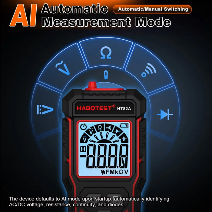 HABOTEST HT82A Smart Digital Multimeter AC / DC Voltage Auto Recognition NCV Detection Tester (without Battery) - Black - 6