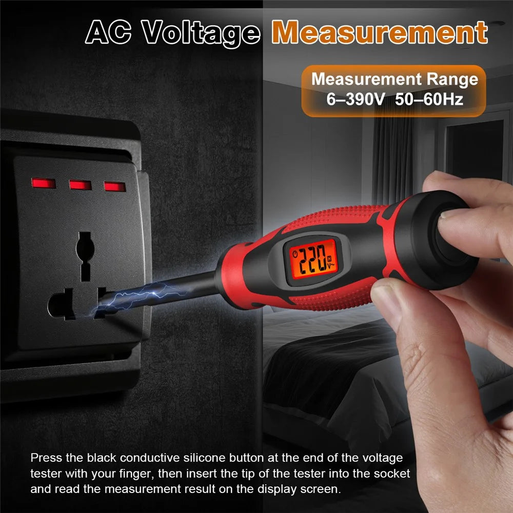 HAGOTEST HT95A Smart Voltage Tester Pen Digital Electric Screwdriver Non-Contact AC 6-390V Detector (without Battery) - Black / Red - 5