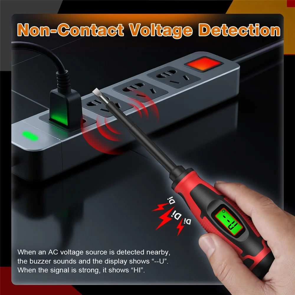 HAGOTEST HT95A Smart Voltage Tester Pen Digital Electric Screwdriver Non-Contact AC 6-390V Detector (without Battery) - Black / Red - 6