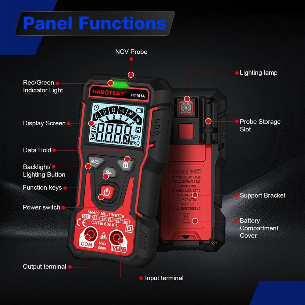 HABOTEST HT161A Smart Digital Multimeter NCV Live Wire Detection - 5
