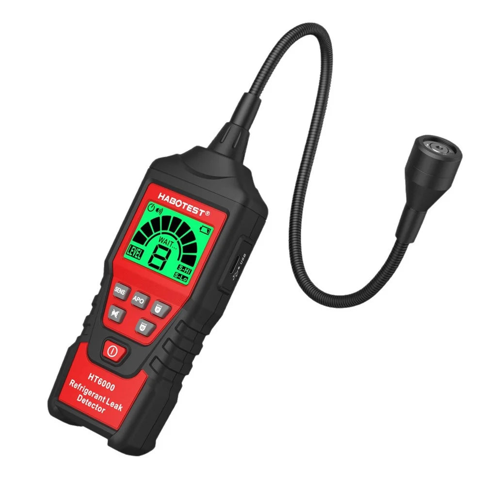 HABOTEST HT6000 Halogen Gas Detector 16ppm High Sensitivity Refrigerant Leak Tester - Black / Red - 1